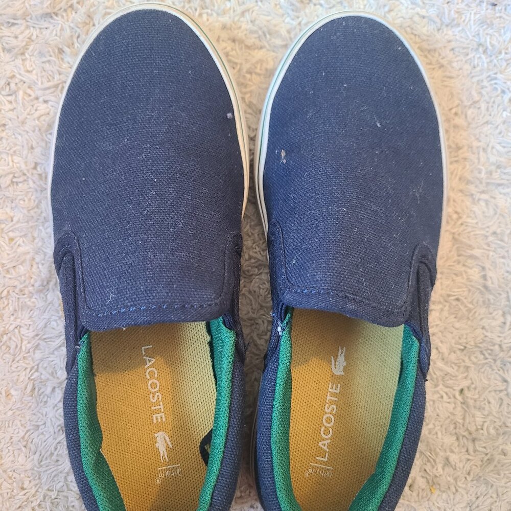 New, never worn Lacoste Navy Loafers Size 12